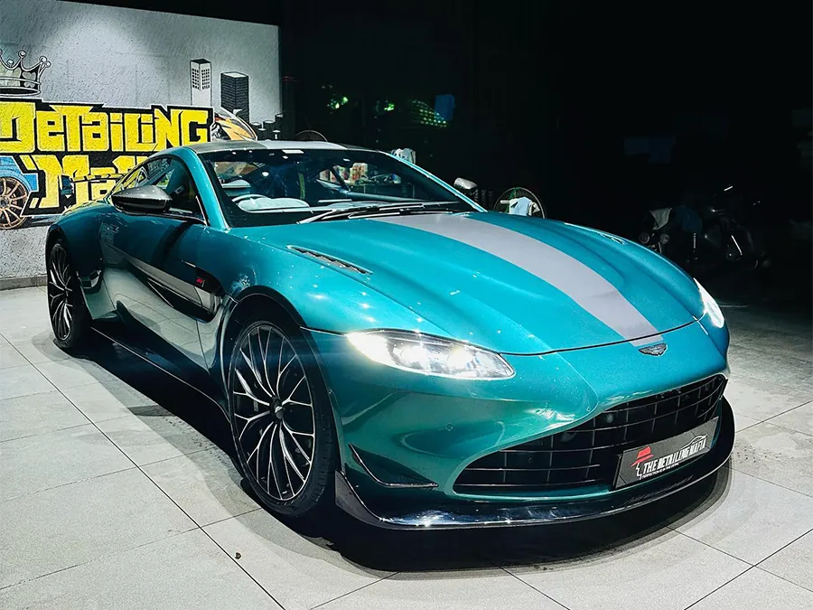 Teal Aston Martin Vantage at our ECR studio
